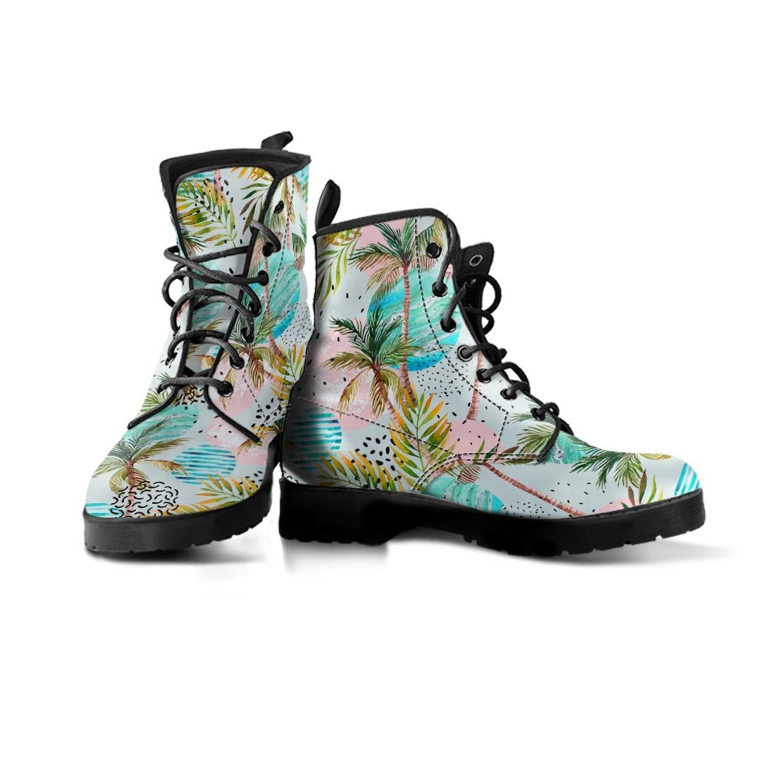 Abstract Palm Tree Hawaiian Print Men's Boots-grizzshop