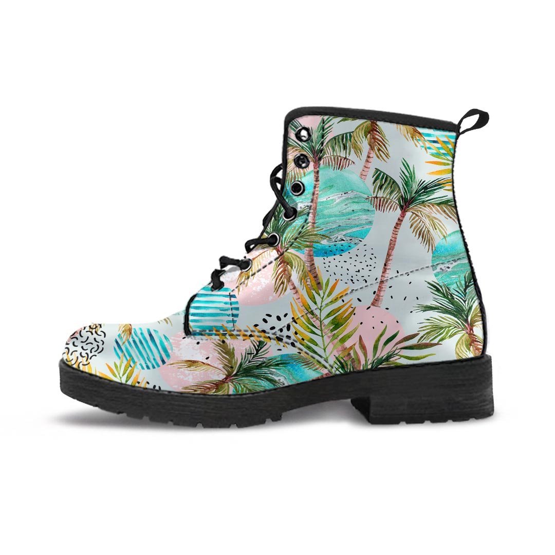 Abstract Palm Tree Hawaiian Print Men's Boots-grizzshop