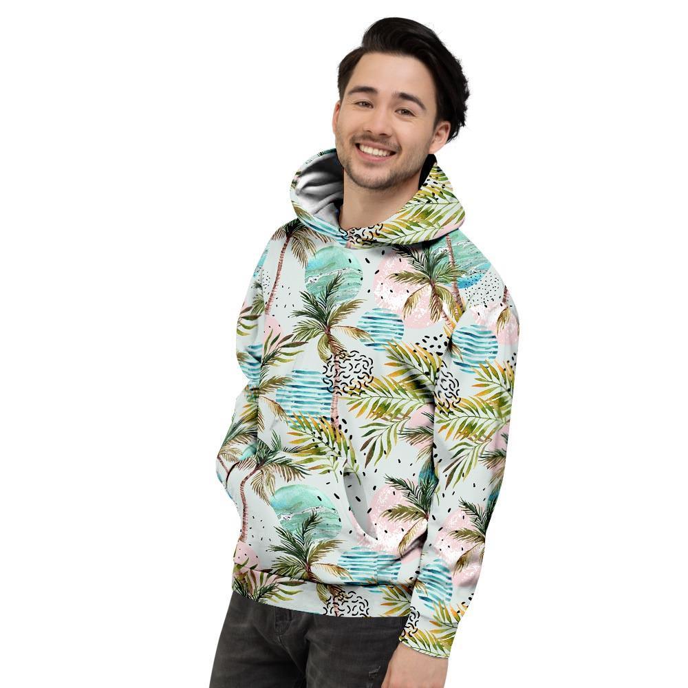 Abstract Palm Tree Hawaiian Print Men's Hoodie-grizzshop