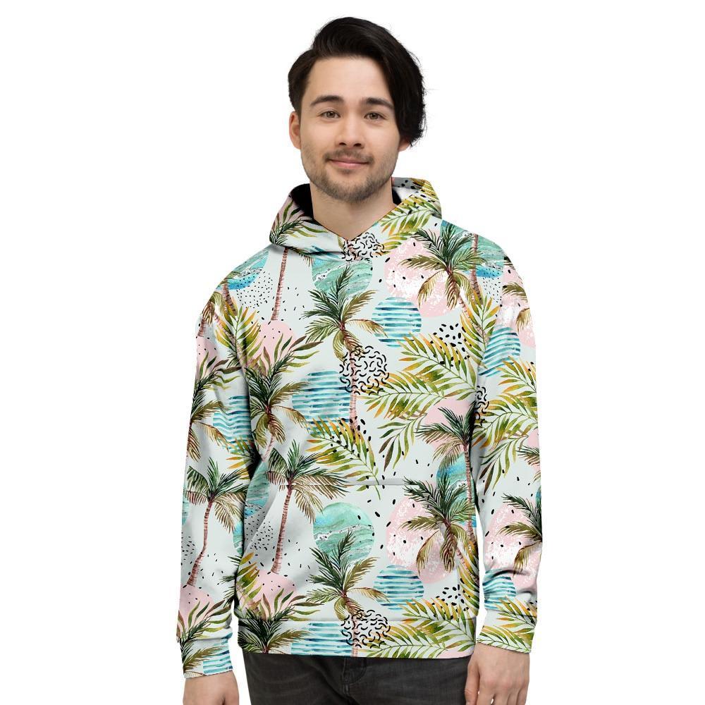 Abstract Palm Tree Hawaiian Print Men's Hoodie-grizzshop