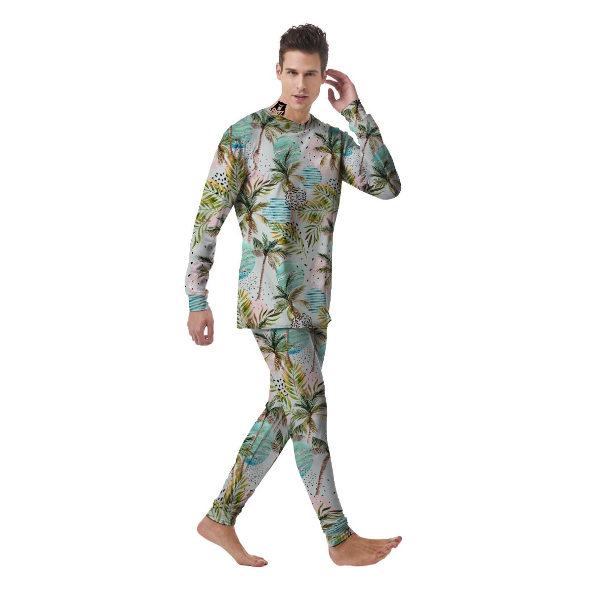 Abstract Palm Tree Hawaiian Print Men's Pajamas-grizzshop