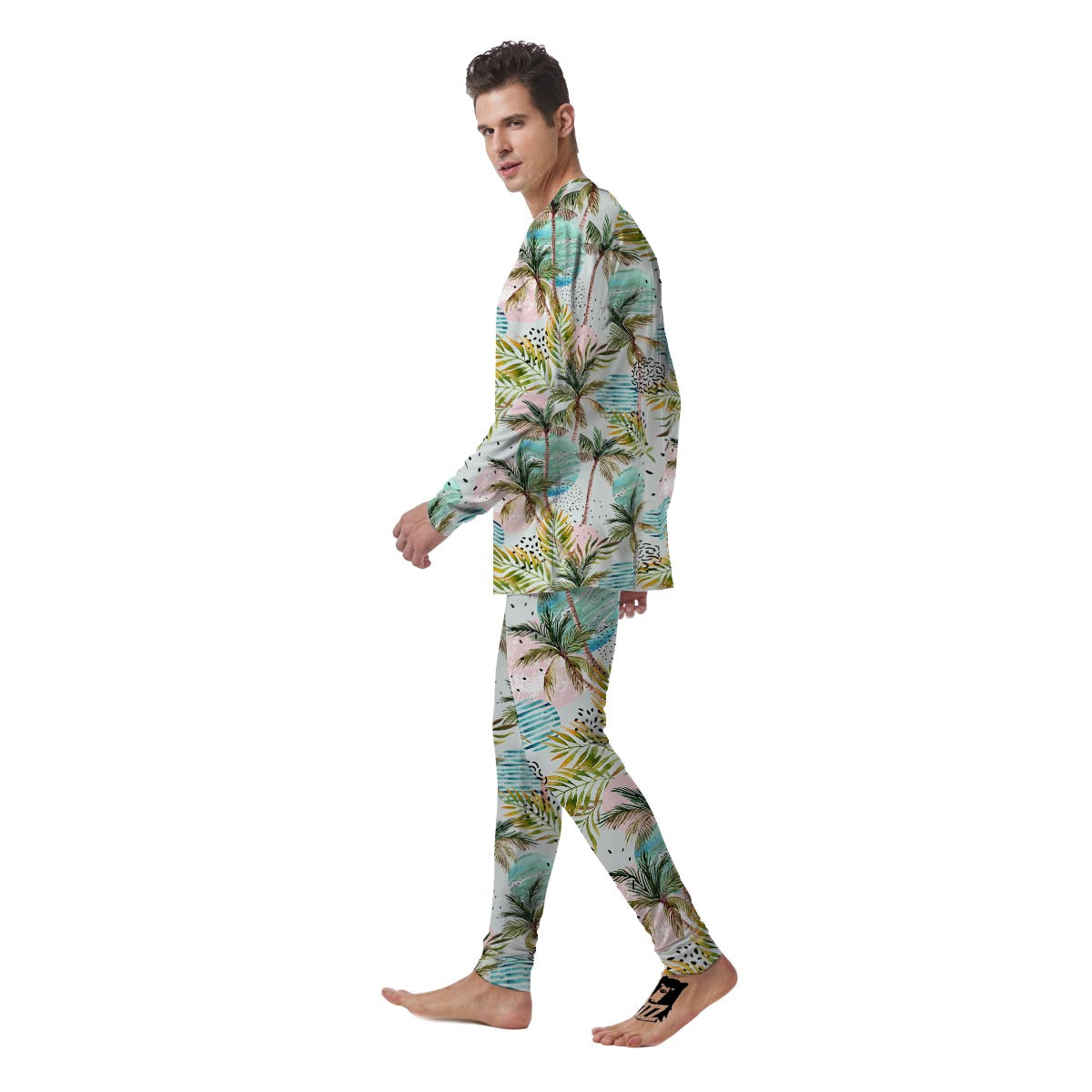 Abstract Palm Tree Hawaiian Print Men's Pajamas-grizzshop