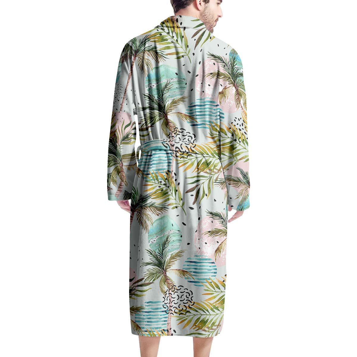 Abstract Palm Tree Hawaiian Print Men's Robe-grizzshop
