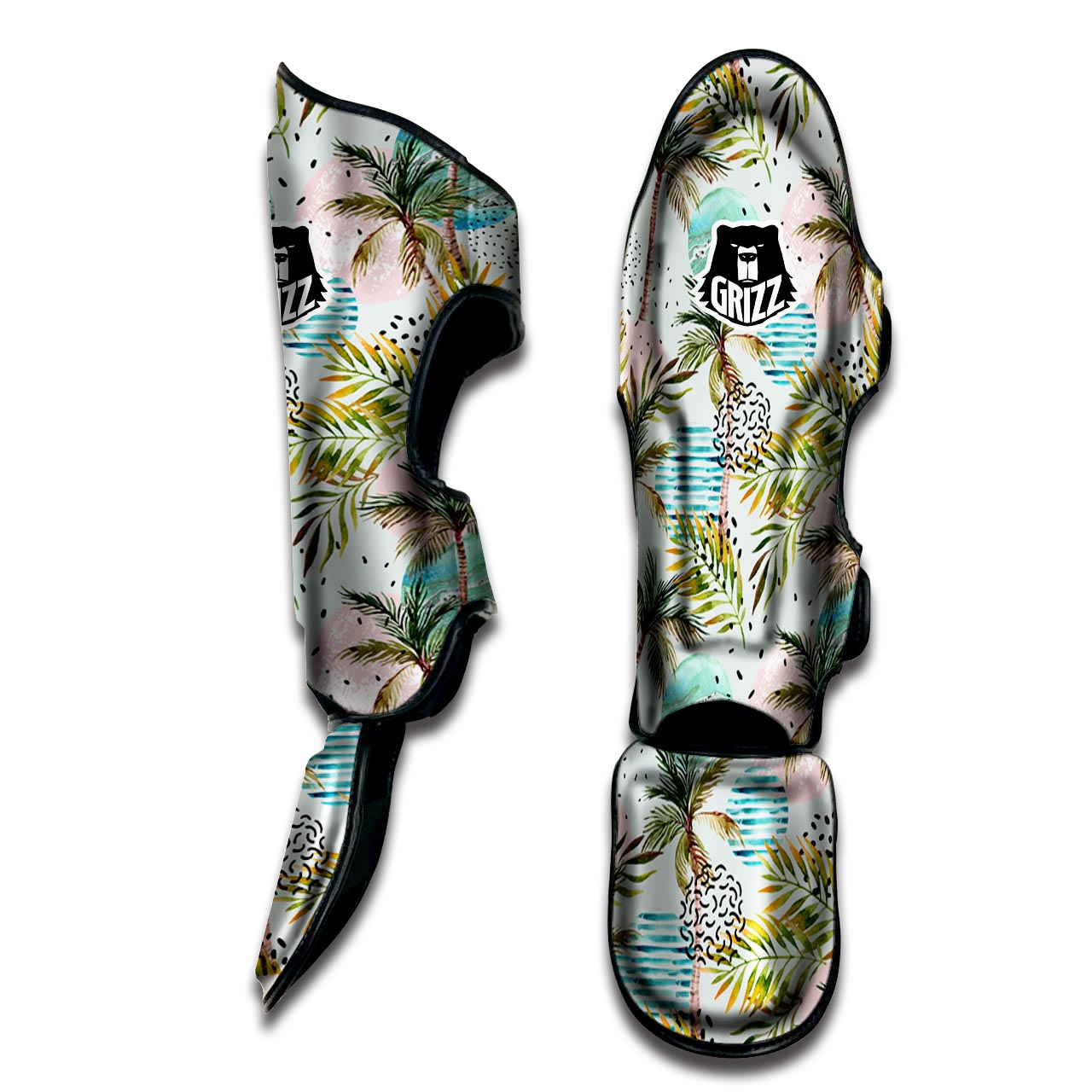 Abstract Palm Tree Hawaiian Print Muay Thai Shin Guard-grizzshop