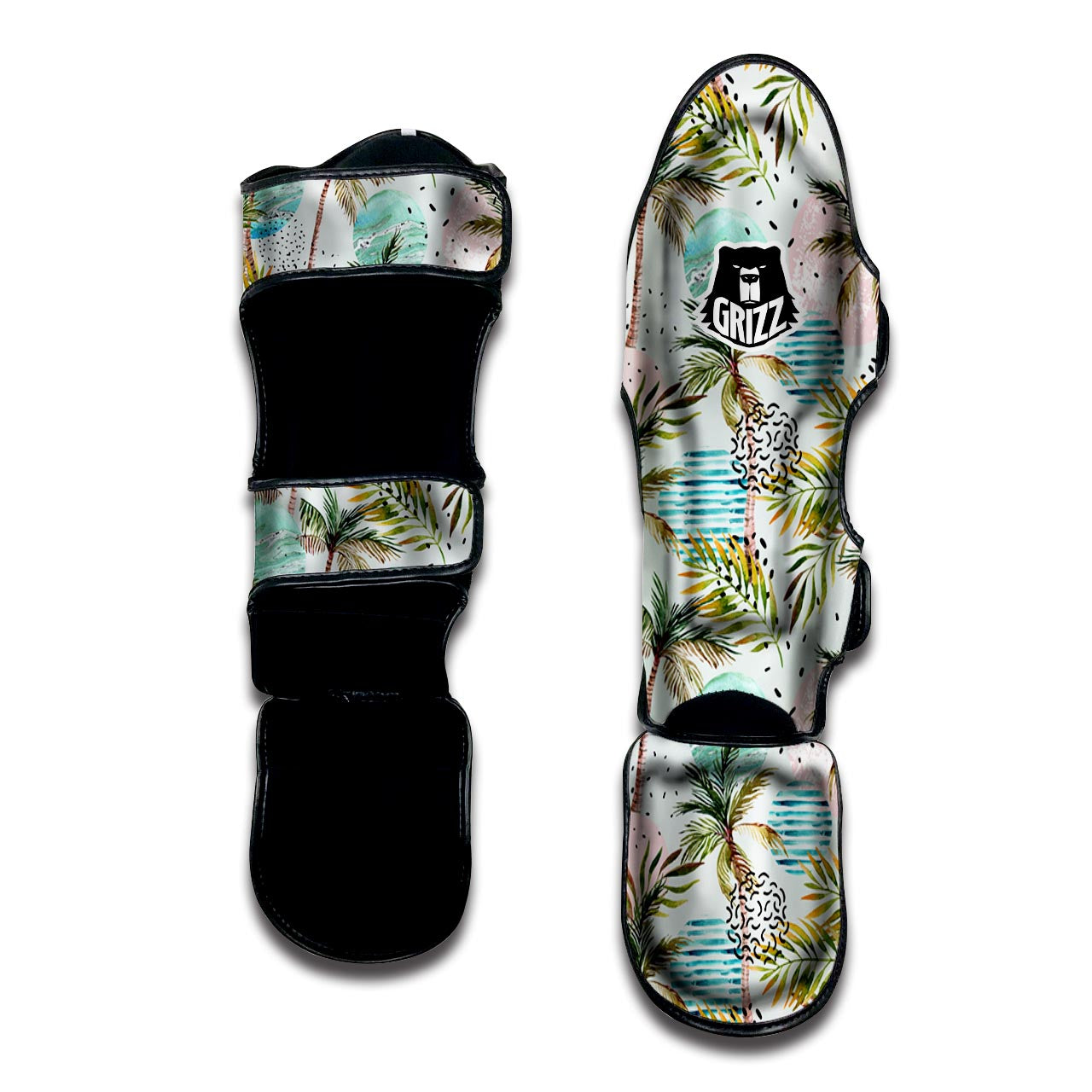 Abstract Palm Tree Hawaiian Print Muay Thai Shin Guard-grizzshop