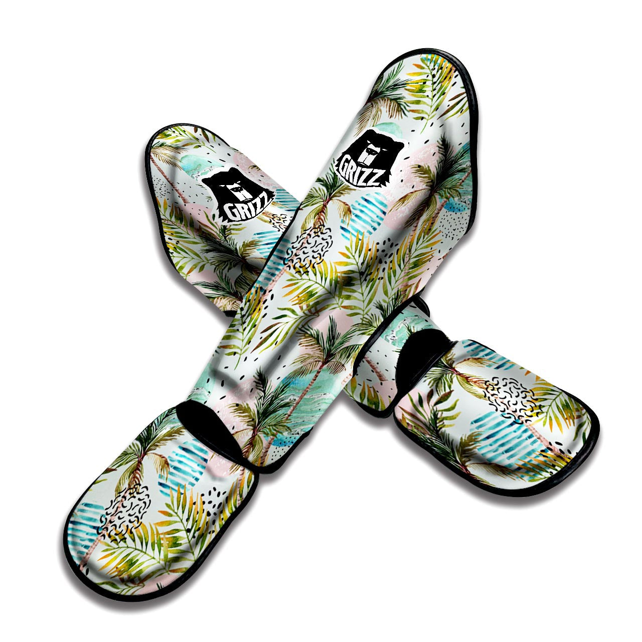 Abstract Palm Tree Hawaiian Print Muay Thai Shin Guard-grizzshop