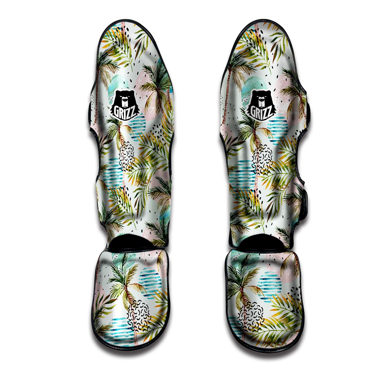 Abstract Palm Tree Hawaiian Print Muay Thai Shin Guard-grizzshop