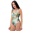 Abstract Palm Tree Hawaiian Print One Piece Swimsuite-grizzshop