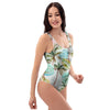 Abstract Palm Tree Hawaiian Print One Piece Swimsuite-grizzshop