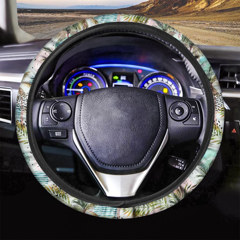 Abstract Palm Tree Hawaiian Print Steering Wheel Cover-grizzshop