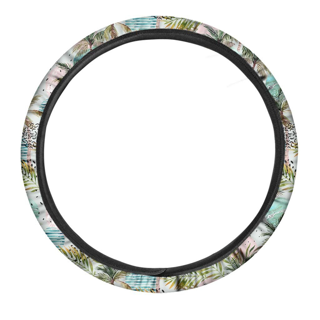 Abstract Palm Tree Hawaiian Print Steering Wheel Cover-grizzshop