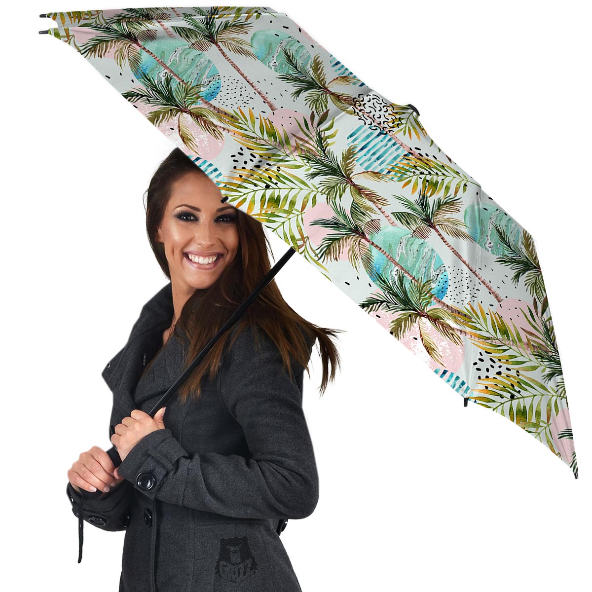 Abstract Palm Tree Hawaiian Print Umbrella-grizzshop