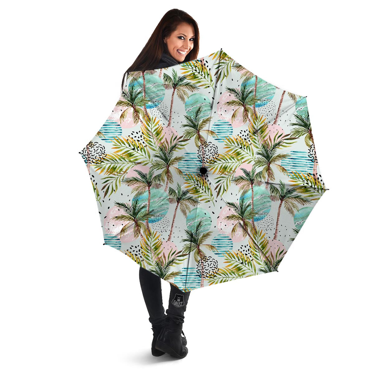 Abstract Palm Tree Hawaiian Print Umbrella-grizzshop