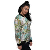 Abstract Palm Tree Hawaiian Print Women's Bomber Jacket-grizzshop