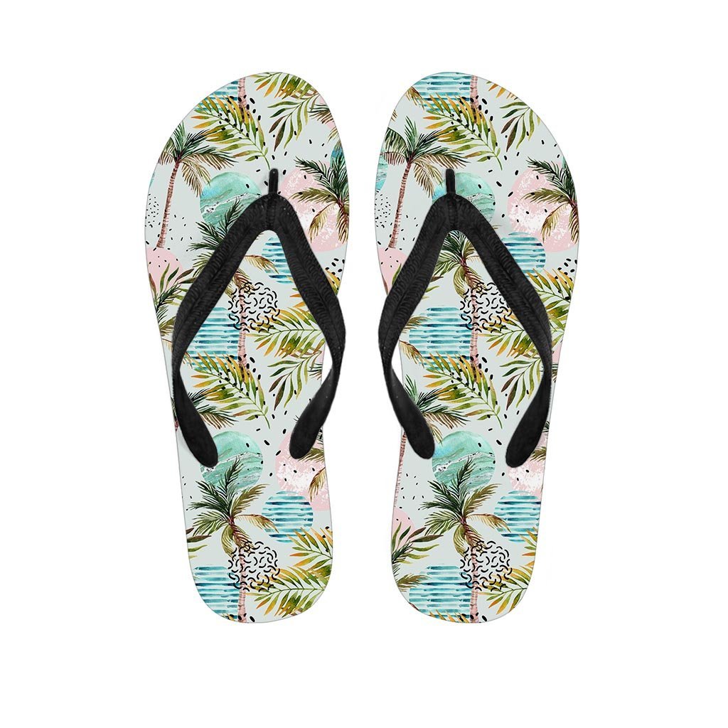 Abstract Palm Tree Hawaiian Print Women's Flip Flops-grizzshop