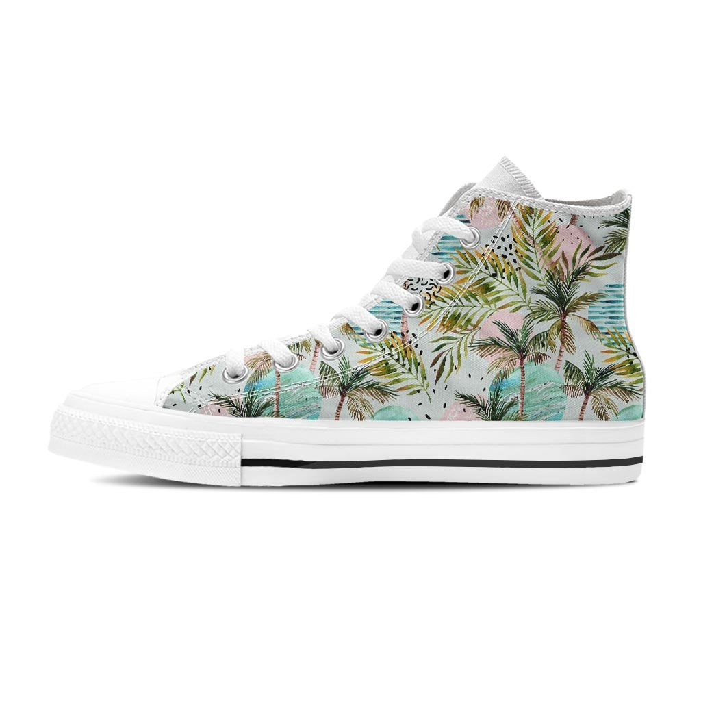 Abstract Palm Tree Hawaiian Print Women's High Top Shoes-grizzshop