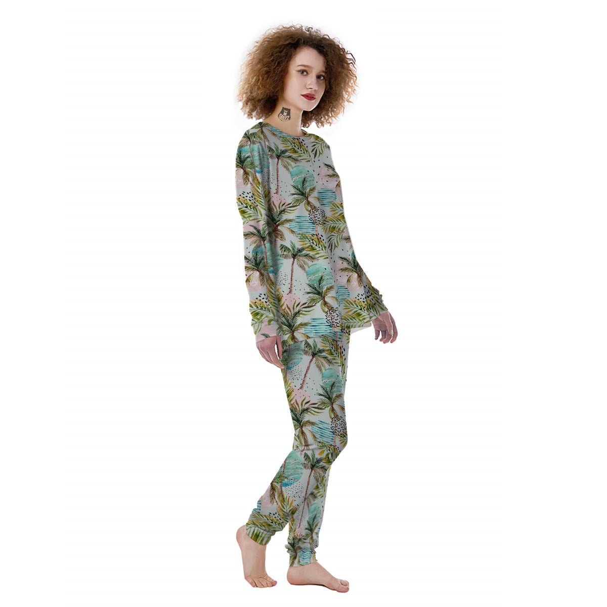 Abstract Palm Tree Hawaiian Print Women's Pajamas-grizzshop