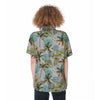 Abstract Palm Tree Hawaiian Print Women's Short Sleeve Shirts-grizzshop