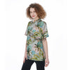 Abstract Palm Tree Hawaiian Print Women's Short Sleeve Shirts-grizzshop