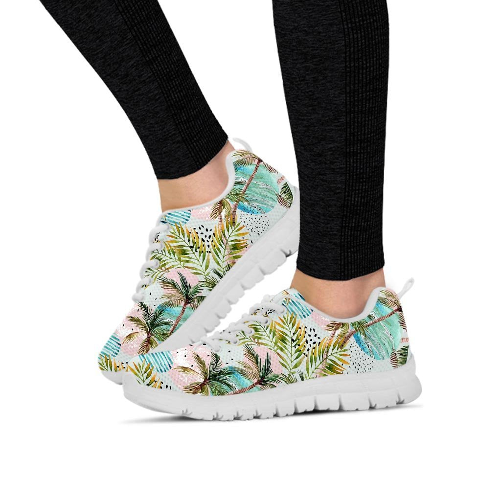 Abstract Palm Tree Hawaiian Print Women's Sneakers-grizzshop