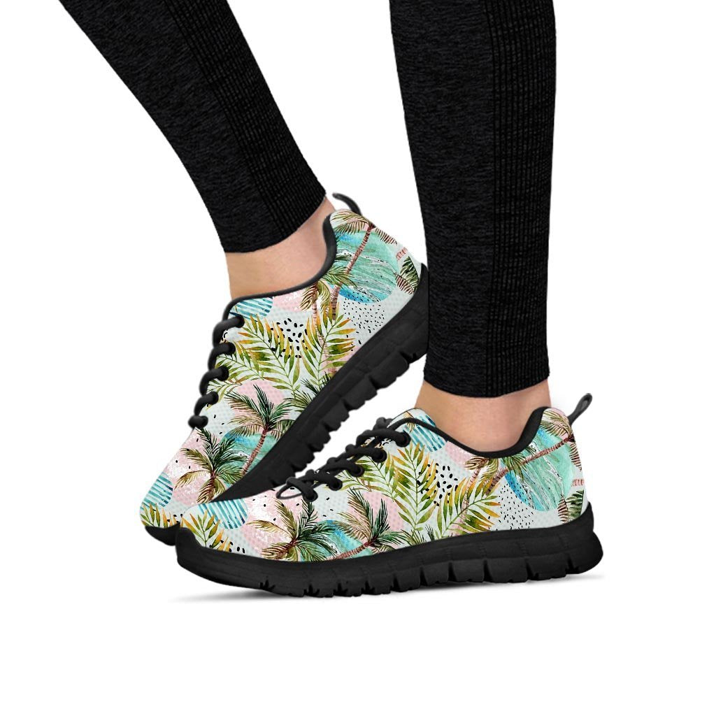 Abstract Palm Tree Hawaiian Print Women's Sneakers-grizzshop