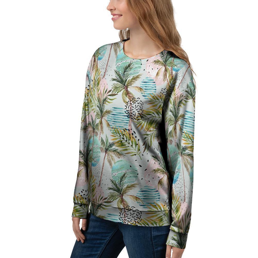 Abstract Palm Tree Hawaiian Print Women's Sweatshirt-grizzshop