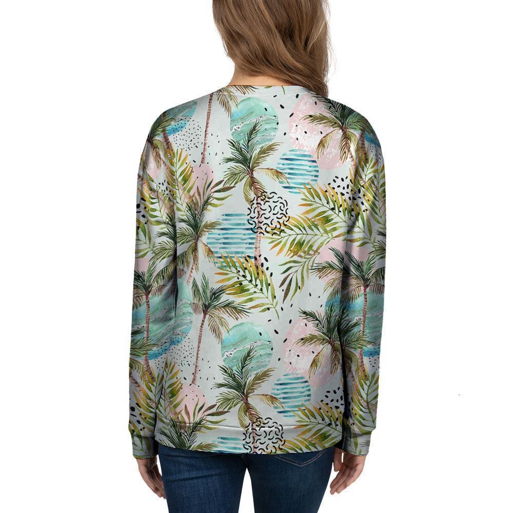 Abstract Palm Tree Hawaiian Print Women's Sweatshirt-grizzshop