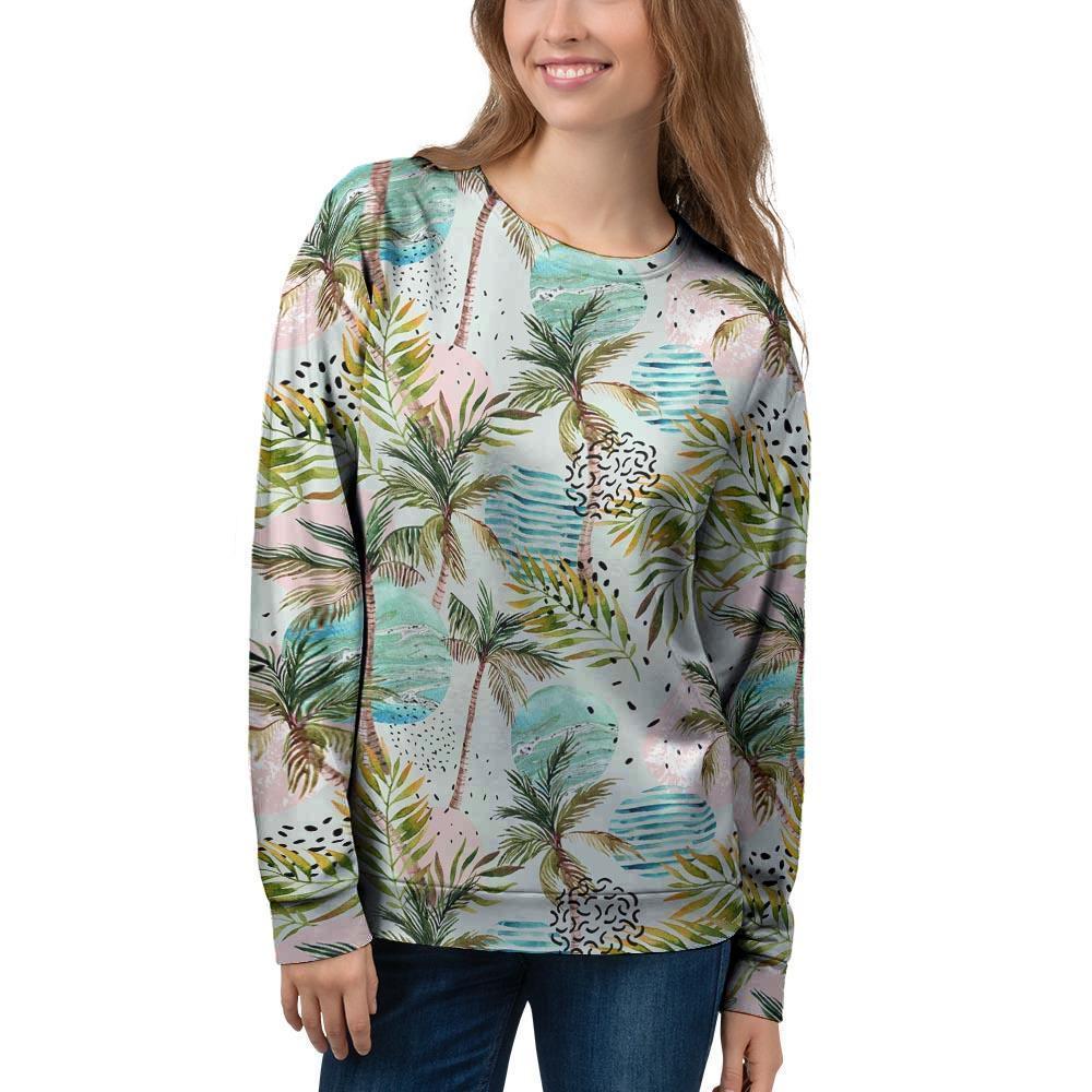 Abstract Palm Tree Hawaiian Print Women's Sweatshirt-grizzshop