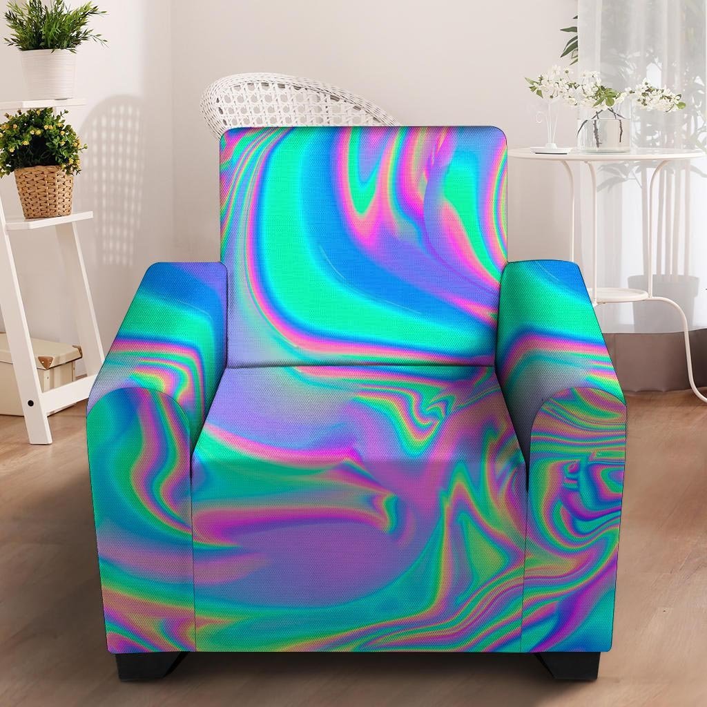 Abstract Pastel Holographic Armchair Cover-grizzshop