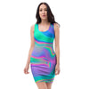 Abstract Pastel Holographic Bodycon Dress-grizzshop