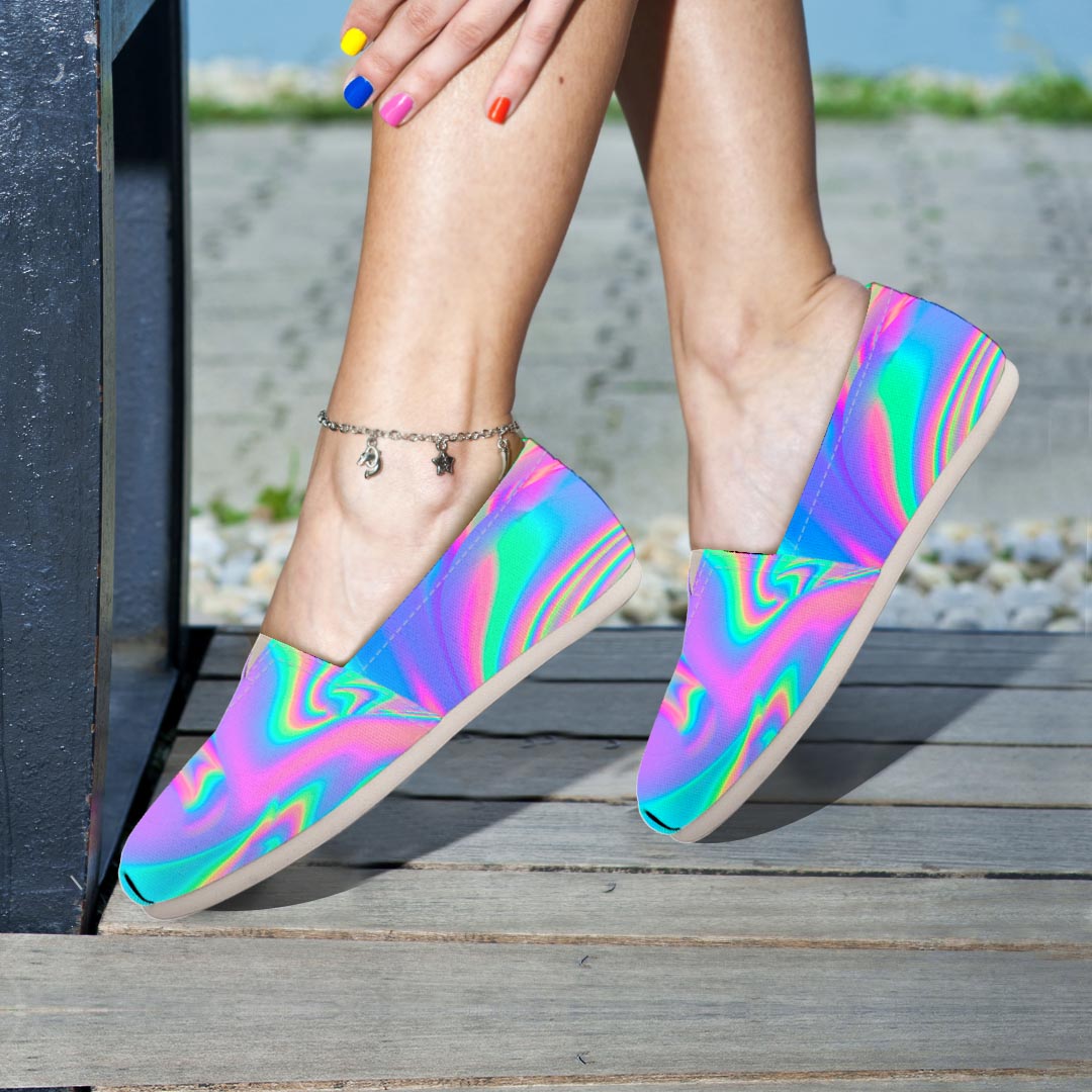 Abstract Pastel Holographic Canvas Shoes-grizzshop