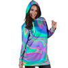 Abstract Pastel Holographic Hoodie Dress-grizzshop