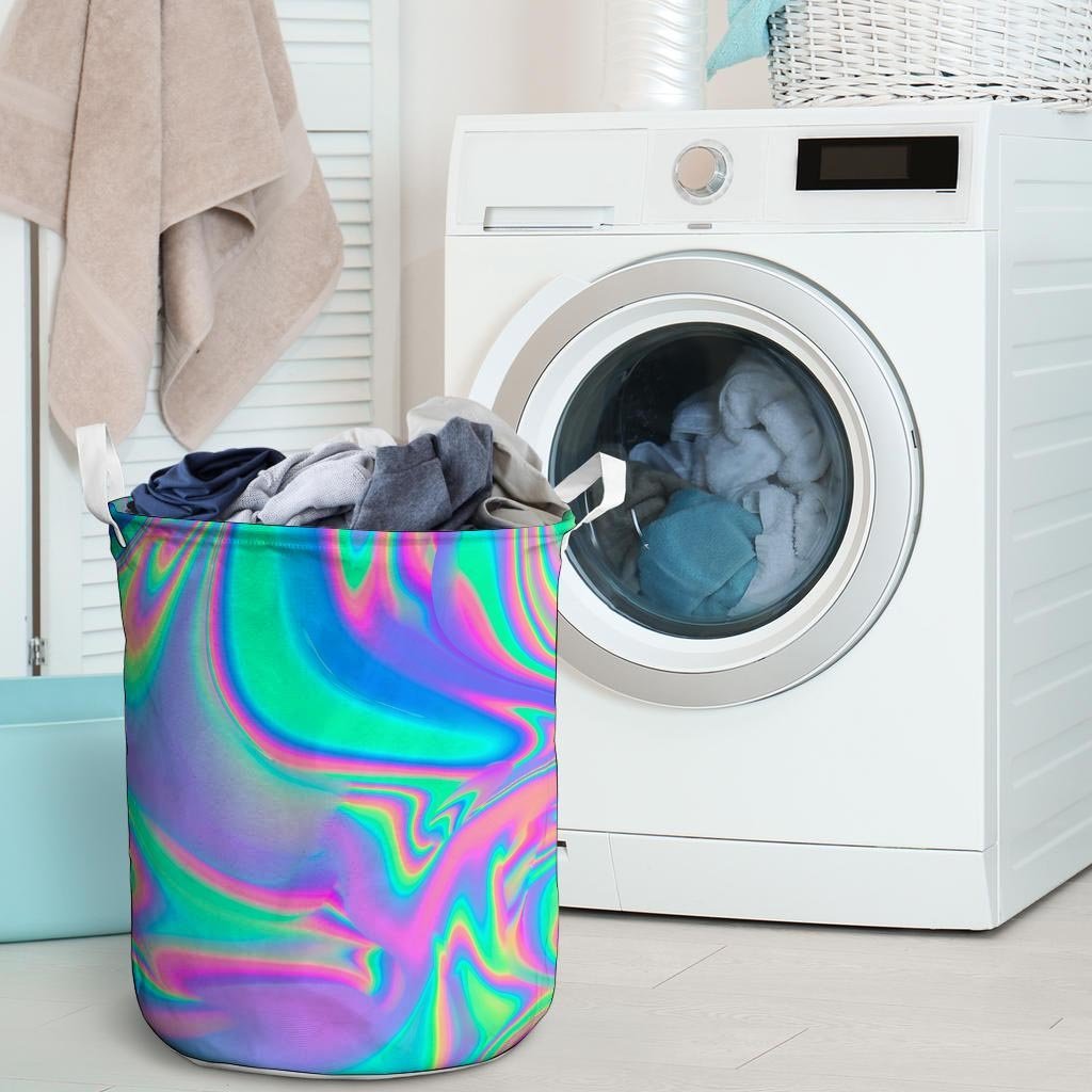 Abstract Pastel Holographic Laundry Basket-grizzshop