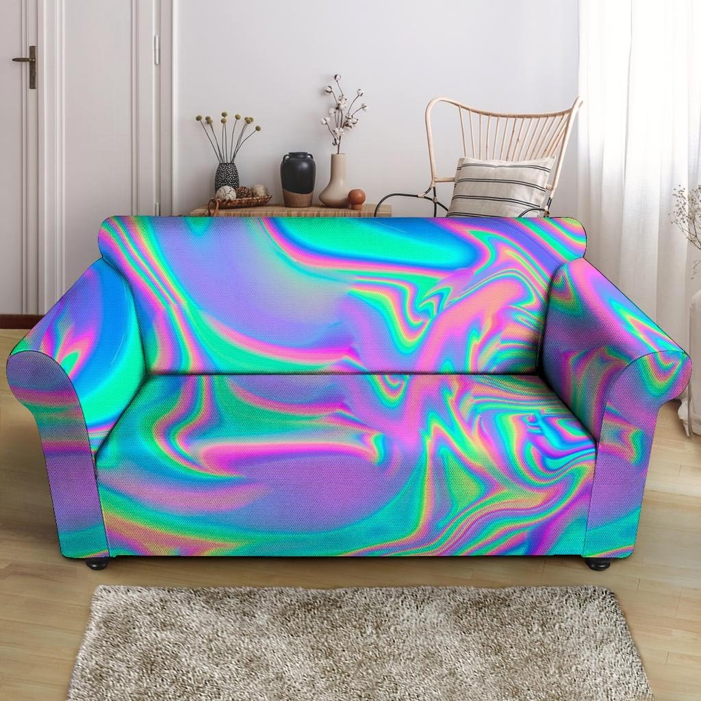 Abstract Pastel Holographic Loveseat Cover-grizzshop