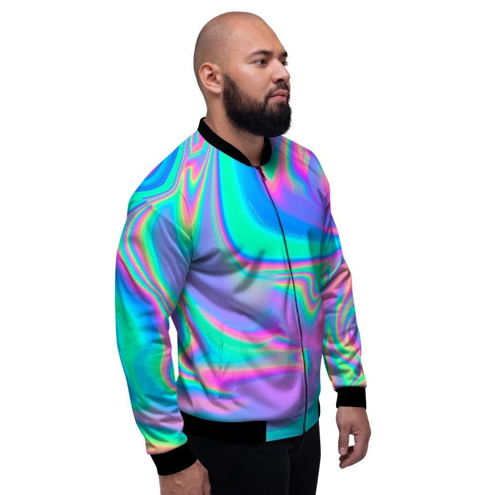 Abstract Pastel Holographic Men's Bomber Jacket-grizzshop