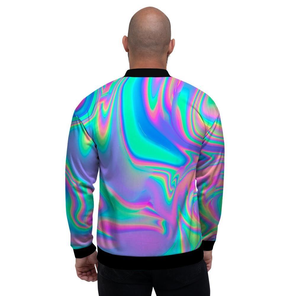 Abstract Pastel Holographic Men's Bomber Jacket-grizzshop