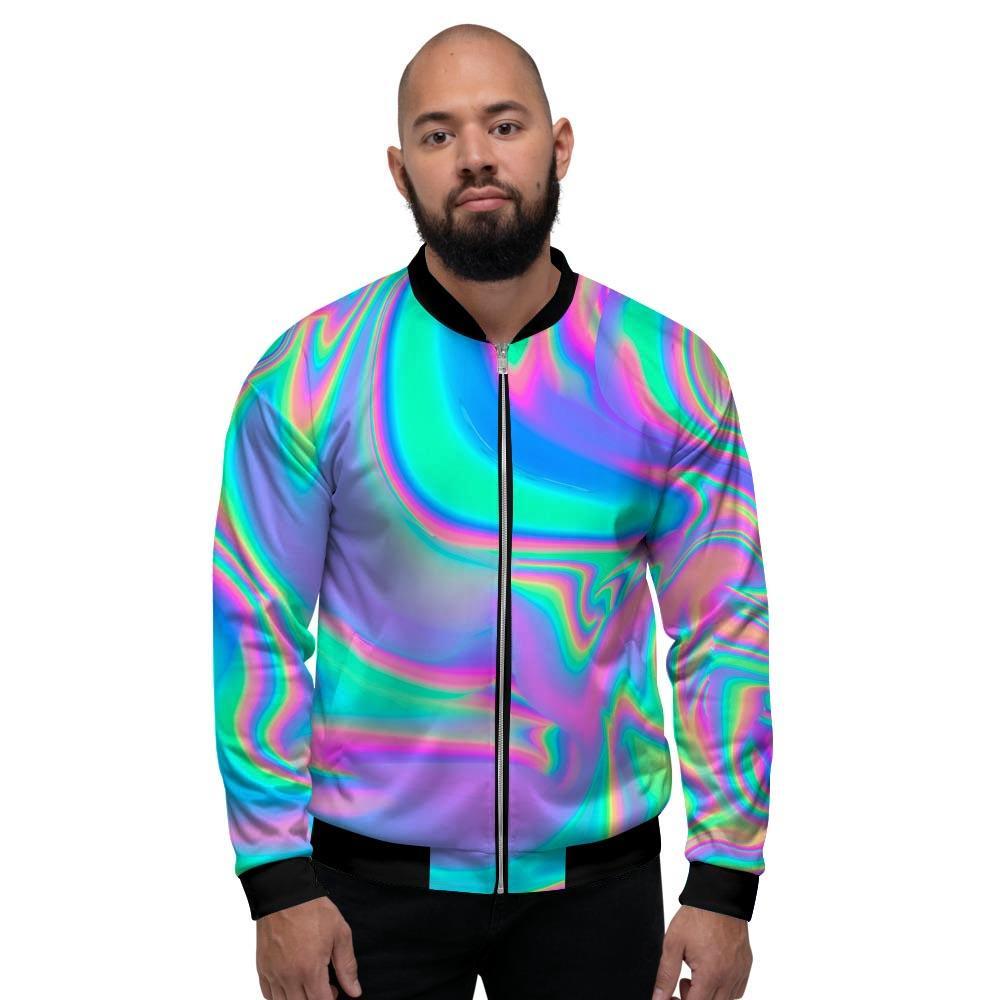 Abstract Pastel Holographic Men's Bomber Jacket-grizzshop