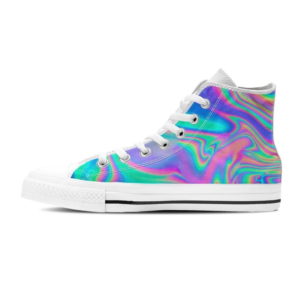 Abstract Pastel Holographic Men's High Top Shoes-grizzshop