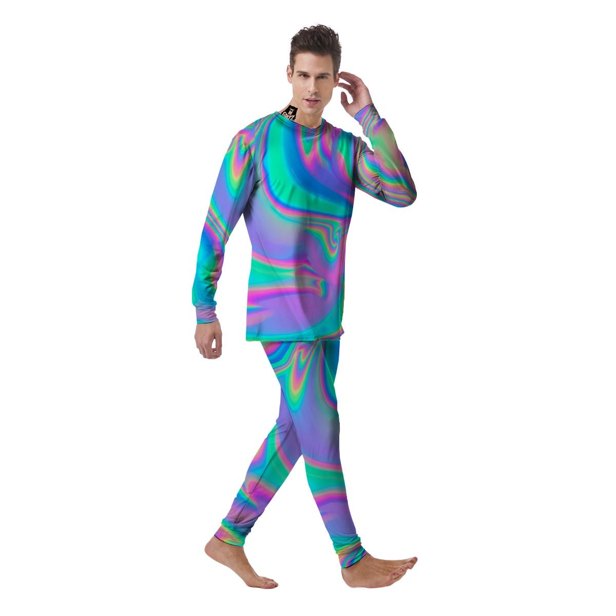 Abstract Pastel Holographic Men's Pajamas-grizzshop