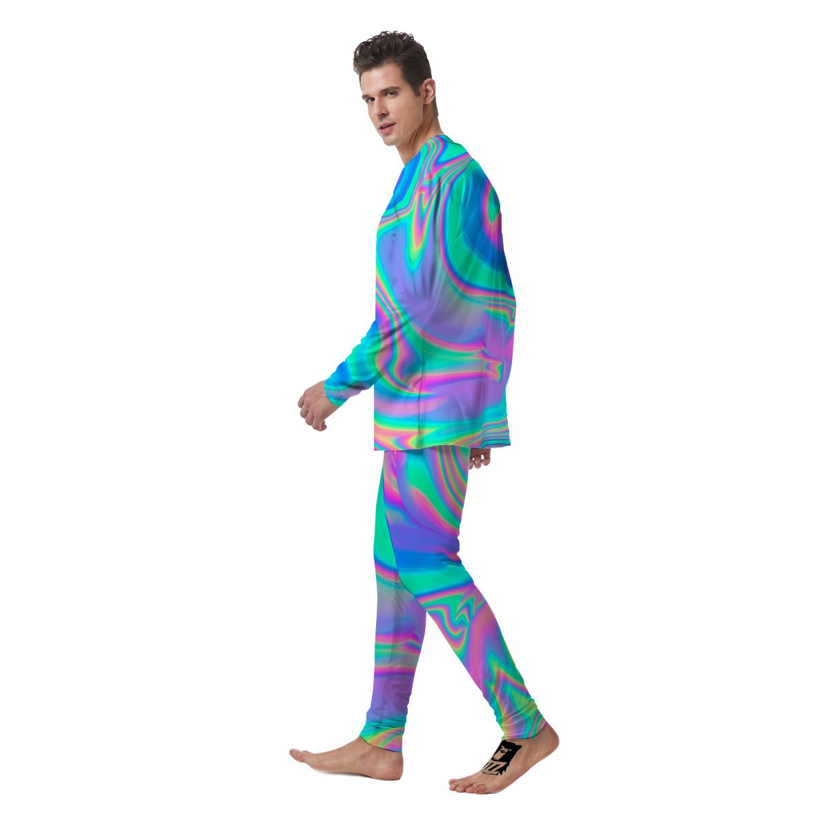 Abstract Pastel Holographic Men's Pajamas-grizzshop
