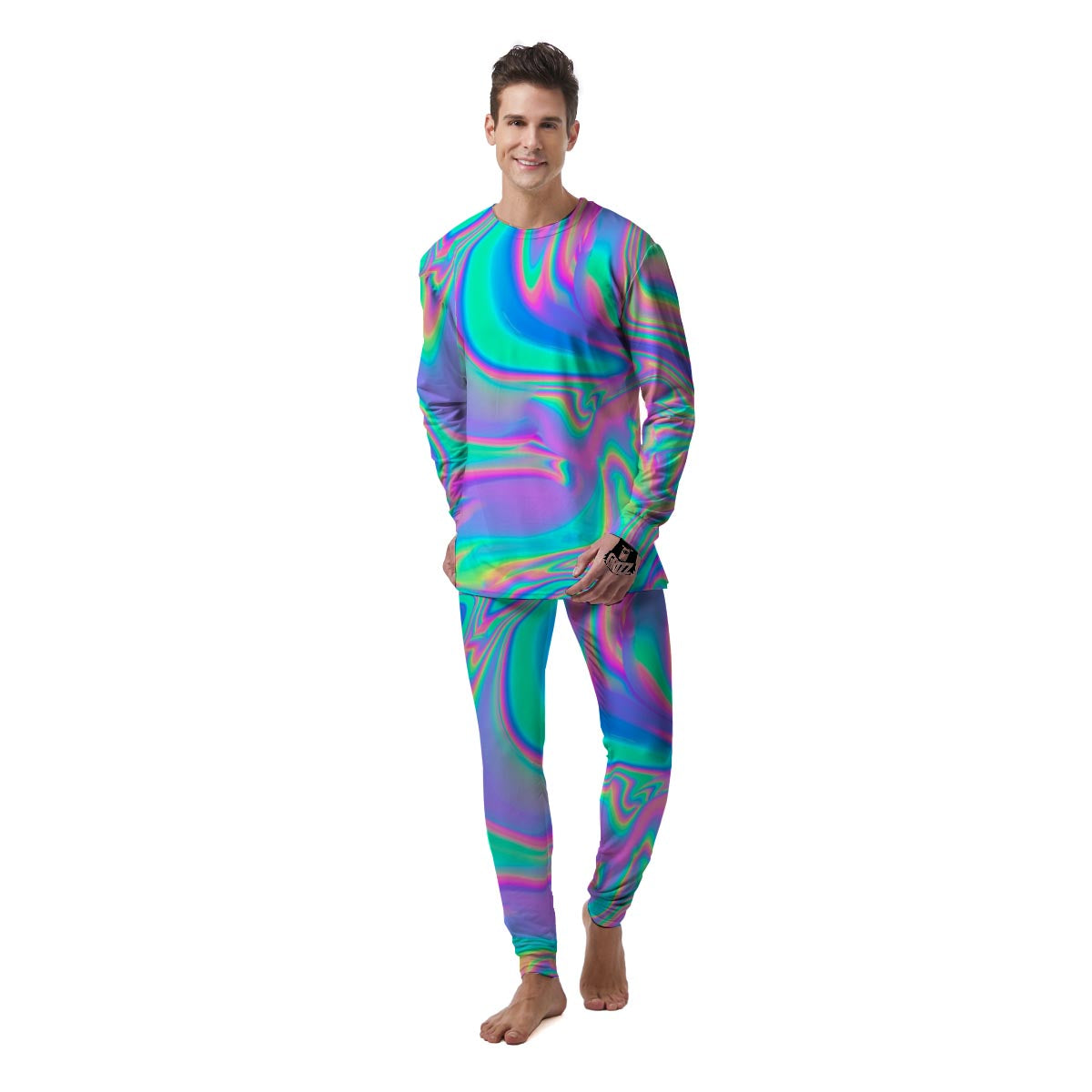 Abstract Pastel Holographic Men's Pajamas-grizzshop