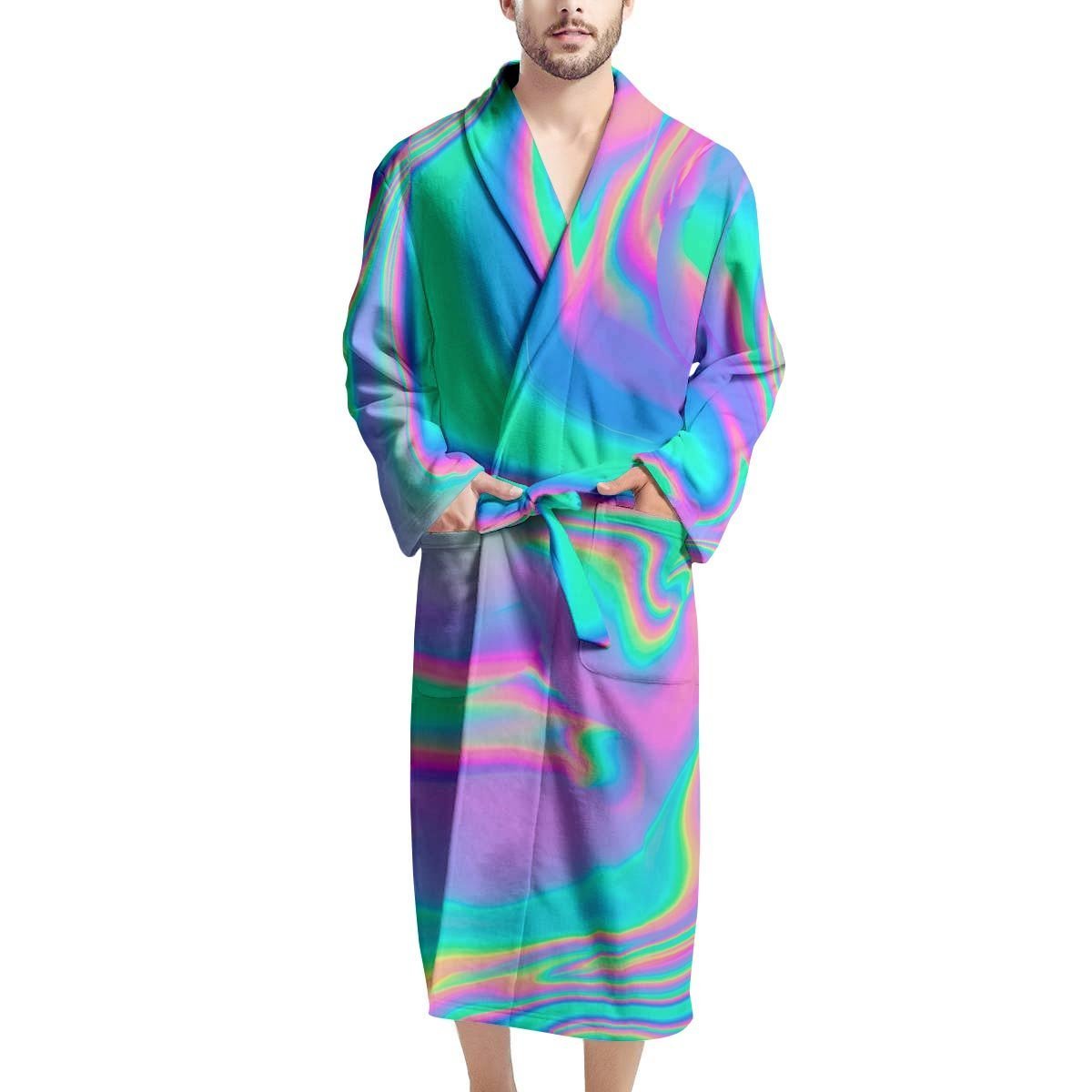 Abstract Pastel Holographic Men's Robe-grizzshop