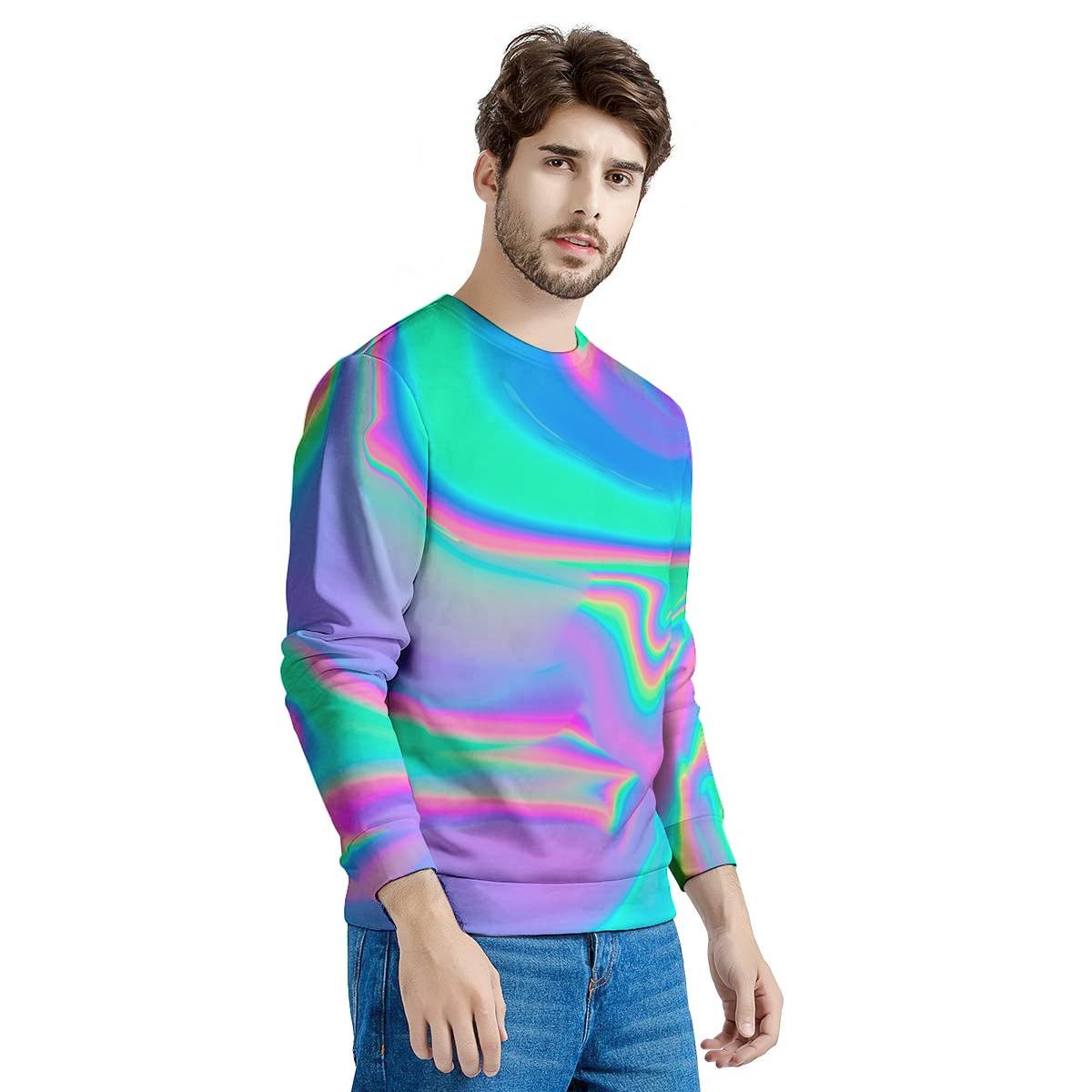 Abstract Pastel Holographic Men's Sweatshirt-grizzshop