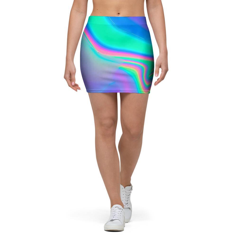 Abstract Pastel Holographic Mini Skirt-grizzshop