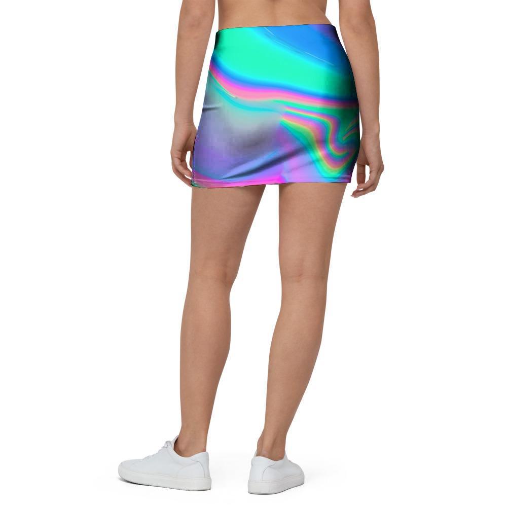 Abstract Pastel Holographic Mini Skirt-grizzshop
