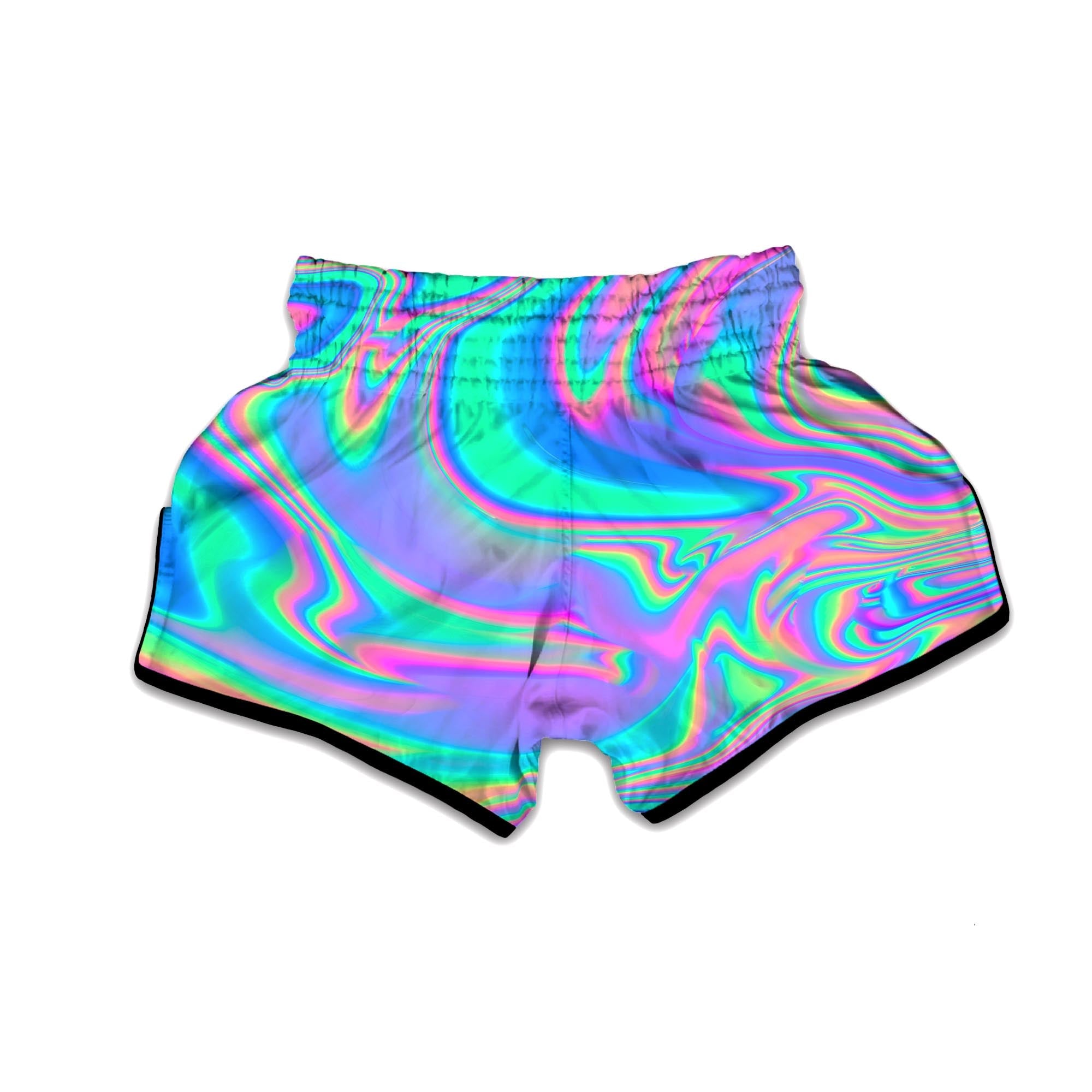 Abstract Pastel Holographic Muay Thai Boxing Shorts-grizzshop
