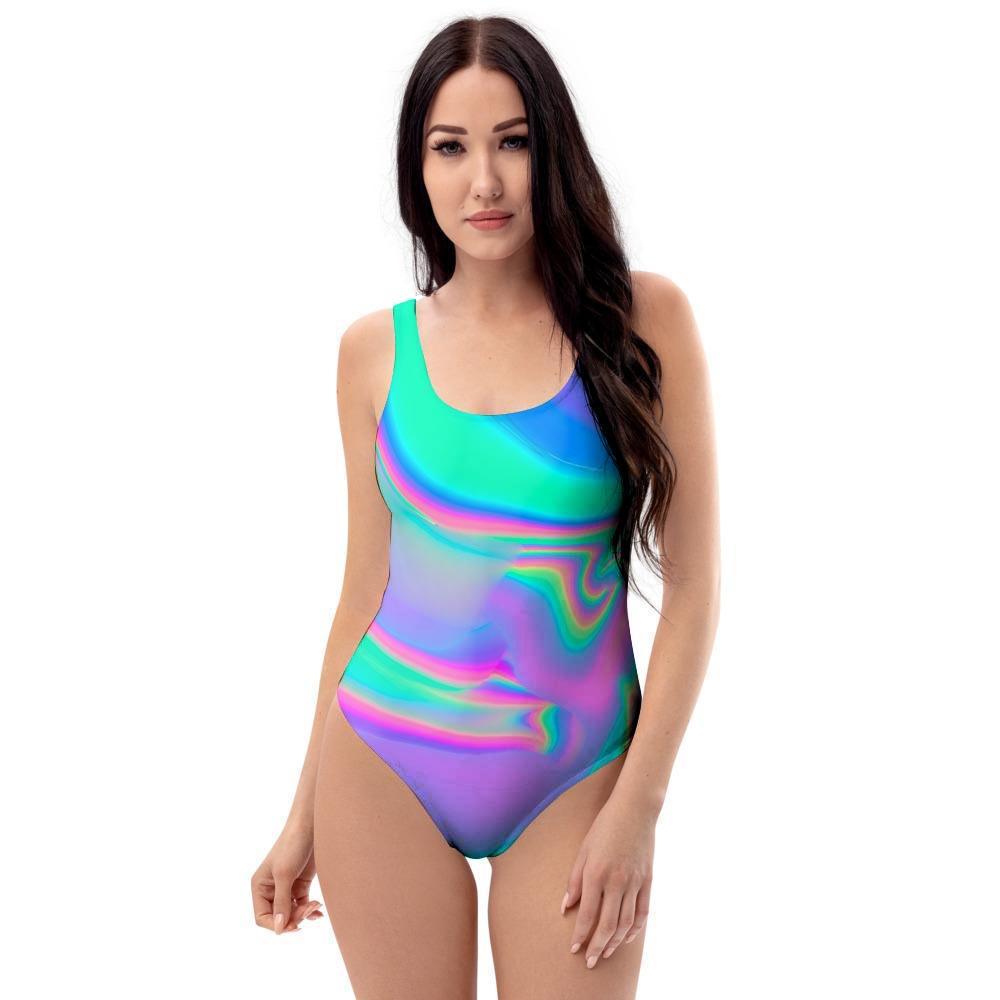 Abstract Pastel Holographic One Piece Swimsuite-grizzshop