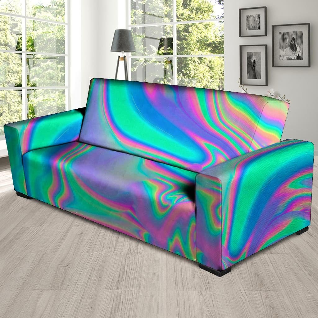 Abstract Pastel Holographic Sofa Cover-grizzshop