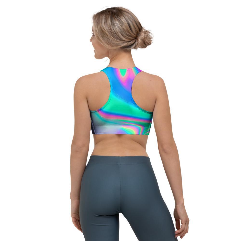 Abstract Pastel Holographic Sports Bra-grizzshop