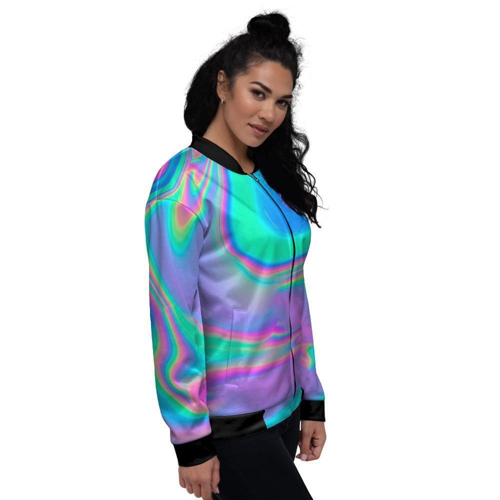 Abstract Pastel Holographic Women's Bomber Jacket-grizzshop